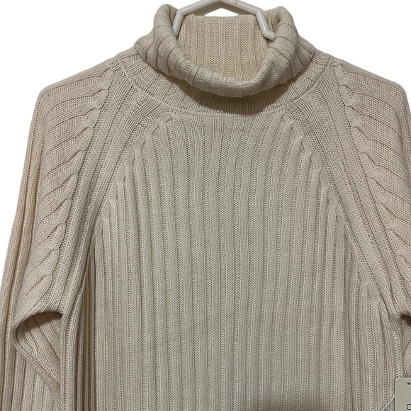 Doe + Rae Turtleneck Sweater Dress Long Sleeves With Side Slits Cream Size Large - Picture 5 of 13
